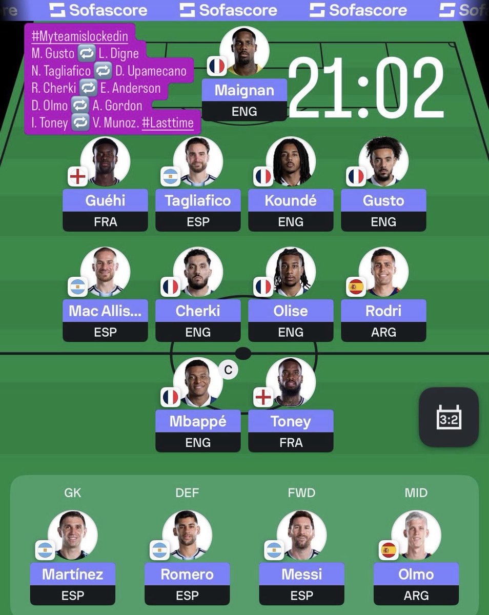 FplBilardi's tweet photo. #Myteamislockedin 
@Elevens_App 
@WFS_dicas 
@Sofascore 
#WCFantasy https://t.co/CbLDekli8r