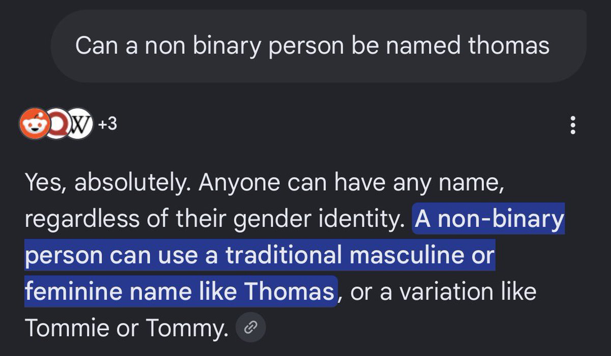 PrivateDGameZ's tweet photo. Seriously, look it up. A NB person can be named Thomas, as NB does not fall under the Trans umbrella. https://t.co/QZ9I3KVjHU