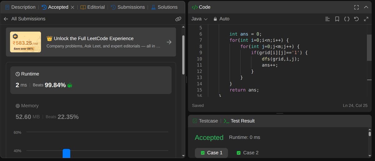 parmarchinmay28's tweet photo. 🗓️Day 49 of #SDESheetChallenge done✅
by @takeUforward_ @striver_79
1️⃣Number of islands
2️⃣Bipartite graph
3️⃣Bipartite Check using DFS
both were iteration every node and if possible applying traversal
#dsa #striver #takeUforward https://t.co/Qb67edqA0k