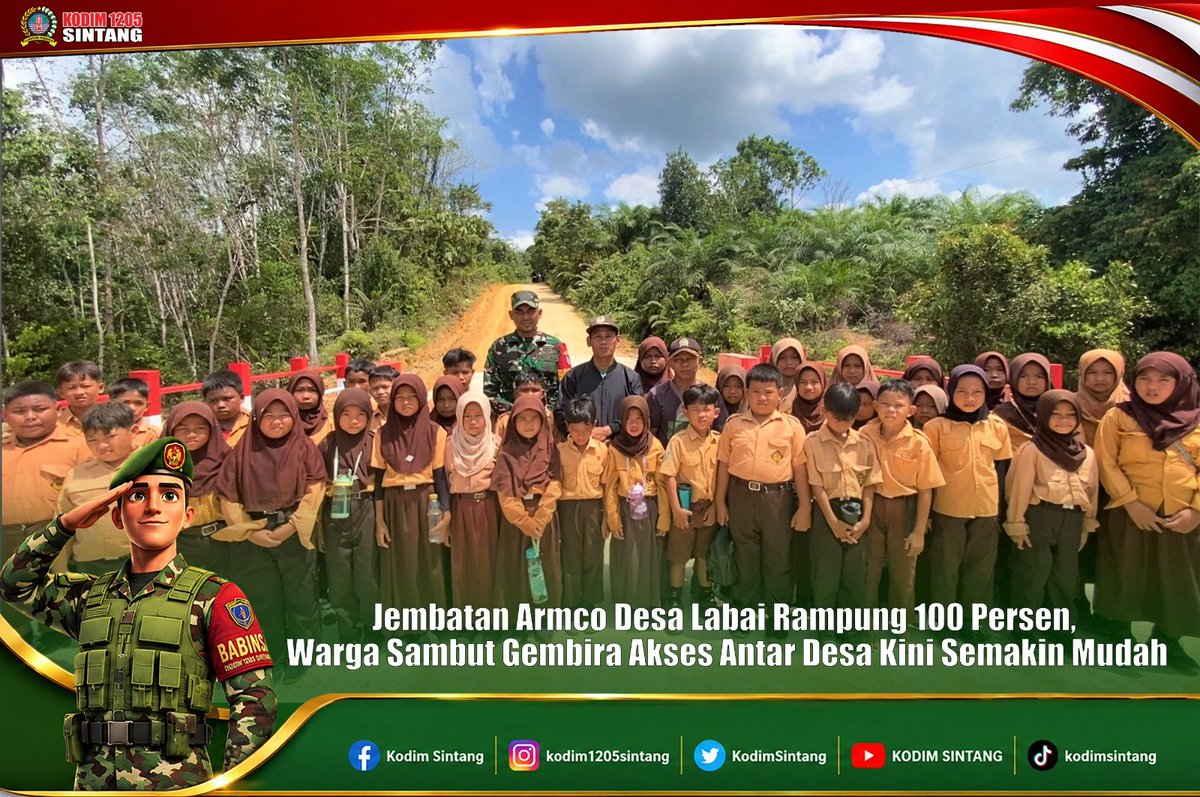 KodimSintang's tweet photo. Jembatan Armco Desa Labai Rampung 100 Persen, Warga Sambut Gembira Akses Antar Desa Kini Semakin Mudah https://t.co/AgLY9y1gbU