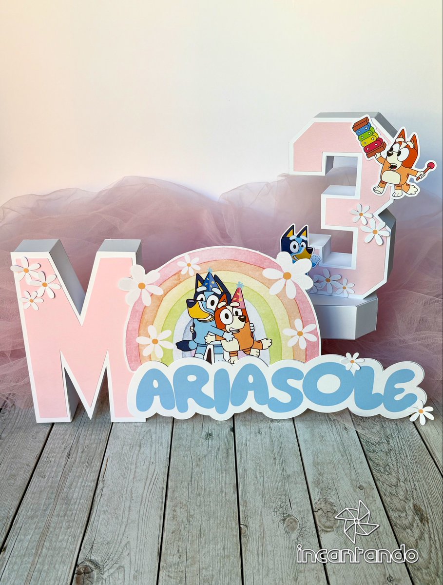 incantando's tweet photo. I cagnolini del famoso cartone #Bluey sono i protagonisti del #partykit che abbiamo realizzato per il #compleanno di Mariasole!!!
Per lei abbiamo realizzato nome e numero 3d da utilizzare per lo #sweettable
Ed è anche un’idea originale da regalare per decorare la cameretta!!! https://t.co/yI3uS5mLeg