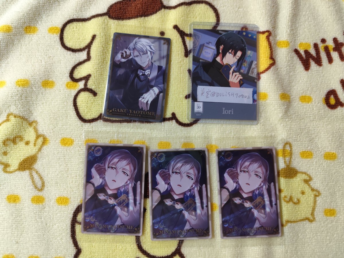 IDOLiSH70802's tweet photo. アイドリッシュセブン アイナナ
ウエハース27 交換 買取 譲渡

譲→大和さん三月くんナギくん
　　陸くん楽さん巳波くん

求→一織くん

3枚目のみ譲渡の場合150円+送料
ゆうちょ銀行orPayPay可
郵送希望です。 https://t.co/zcy2d5QYNY