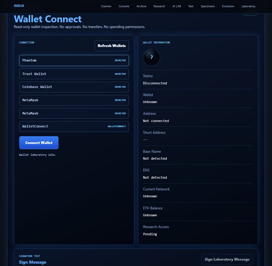 0xb20lol's tweet photo. 🧪 This week we're experimenting with secure wallet integration inside 0XB20 Laboratory.

No approvals.
No token transfers.
No spending permissions.
Just a safe connection, wallet inspection and message signing.
We don't even know exactly where this experiment will lead yet...

Maybe AI LAB personalization.
Maybe onchain research.
Maybe something completely different.

That's the fun part of building in public.

Built on Base. ⚡
@base @WalletConnect @CoinbaseDev @MetaMask @buildonbase 
#BuildOnBase #Base #Web3 #WalletConnect #BuildInPublic #AI