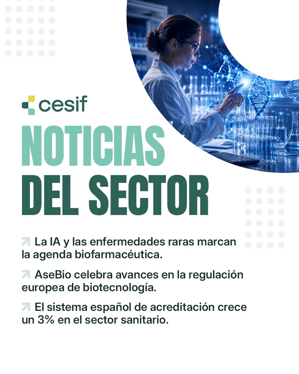 cesif_ES's tweet photo. #NoticiasDelSector

🤖 IA y enfermedades raras marcan la agenda biotech (El GlobalFarma)
🧬 AseBio celebra avances regulatorios (Pharmatech)
✅ Crece la acreditación sanitaria (PHMK)

👉 https://t.co/FodXPBoa6Z

#NoticiasDelSector #Cesif #Innovación https://t.co/L30UfXiwUZ