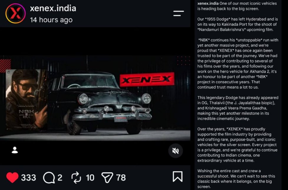 ranjithNBK's tweet photo. Dodge 1955 Modified Vintage Car for #NBK111 - @xenex_india via insta 🔥

#NandamuriBalakrishna https://t.co/z6VDpv6cb3
