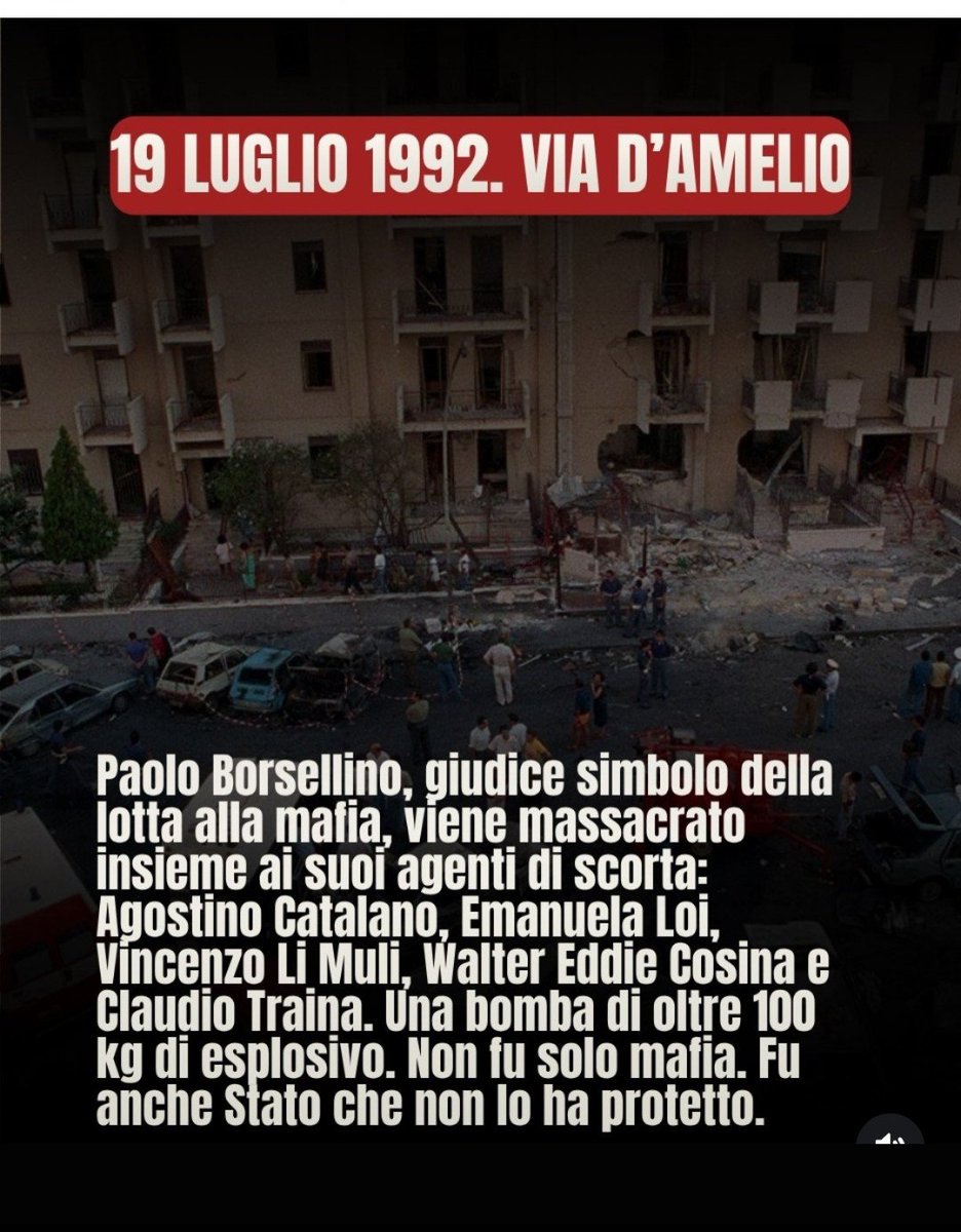 jacko_cecilia's tweet photo. #19luglio 1992
#stragediviadamelio
PER NON DIMENTICARE MAI https://t.co/h0ckjNkvn4