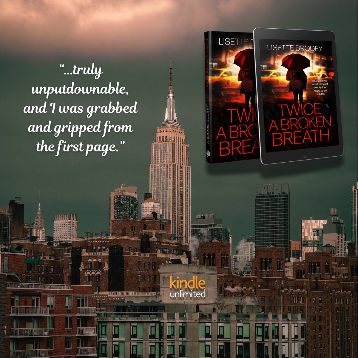 LisetteBrodey's tweet photo. TWICE A BROKEN BREATH 🚖🌆

She stole his world. He has twenty-four hours to get it back. ⏱

"I loved the characters as well as the edge-of-my-seat drama."

"This pulsating #thriller grabs the reader, leaving them breathless." ☔️💦

https://t.co/aYEoE2BwtV 📕

#KU 💥 #suspense https://t.co/bsS0cEcJvl