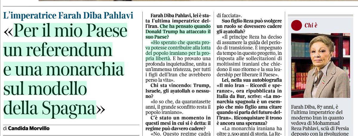MarceVann's tweet photo. Oggi il Corriere ci spieka che, se una volta 'democrazia' significava tirare bombe sulla Monarchia, oggi invece 'democrazia' significa che la Monarchia tira le bombe sulla gente invocando la libertà. O almeno, così ci spieka la 'Diva' Farah.

#RassegneStampaDalRincoglionitico https://t.co/tgiLg2vEOX