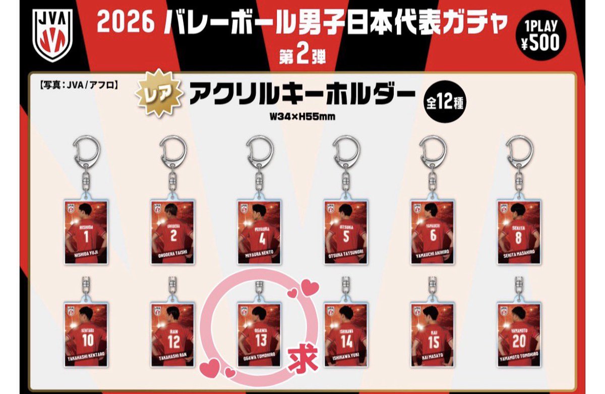 ogwtmhr24's tweet photo. 男子バレーボール 男子バレー 日本代表 譲渡　買取
VNL 2026 ネーションズリーグ グッズ
アクリルキーホルダー

求: 小川智大
譲: 定価

本日会場でのお取引希望です🏐 https://t.co/f7smYEC8NU