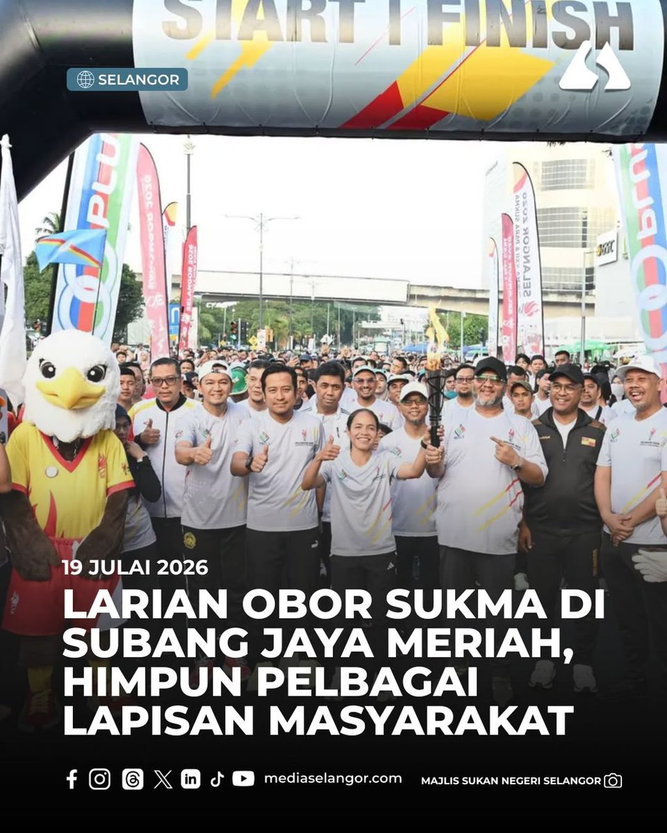 Media_Selangor's tweet photo. Jelajah Larian Obor sempena SUKMA XXII dan Para SUKMA Selangor 2026 diteruskan di Majlis Bandaraya Subang Jaya (MBSJ) hari ini, bagi menyemarakkan lagi semangat orang ramai menjelang temasya sukan terbesar negara itu.

Baca selanjutnya: https://t.co/RnzxiiGyTp

#MediaSelangor #SUKMA #JelajahLarianObor