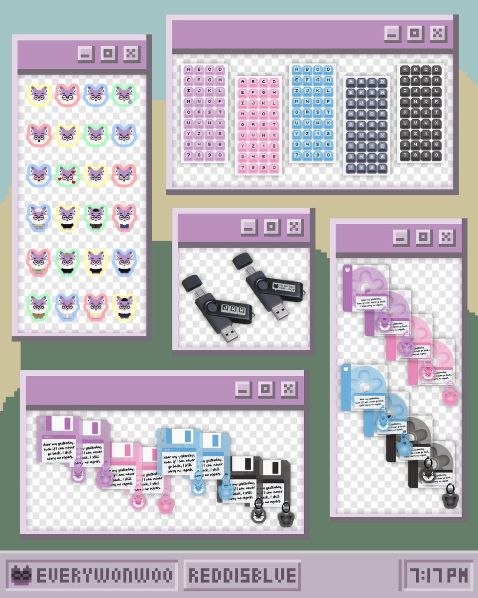 redd_is_blue's tweet photo. 🌐 jww.everywonwoo.coll

       ⟢ 🖥️ Engraved Flash Drive
       ⟢ 💾 Floppy Disk Keyring
       ⟢ 💿 CD Keyring
       ⟢ ⌨️ Keycap Sticker Sheet
       ⟢ 🐈‍⬛ Foxdungee Stickers

Soon at #WONNextDoor ♥︎ https://t.co/1QVSVngDs1