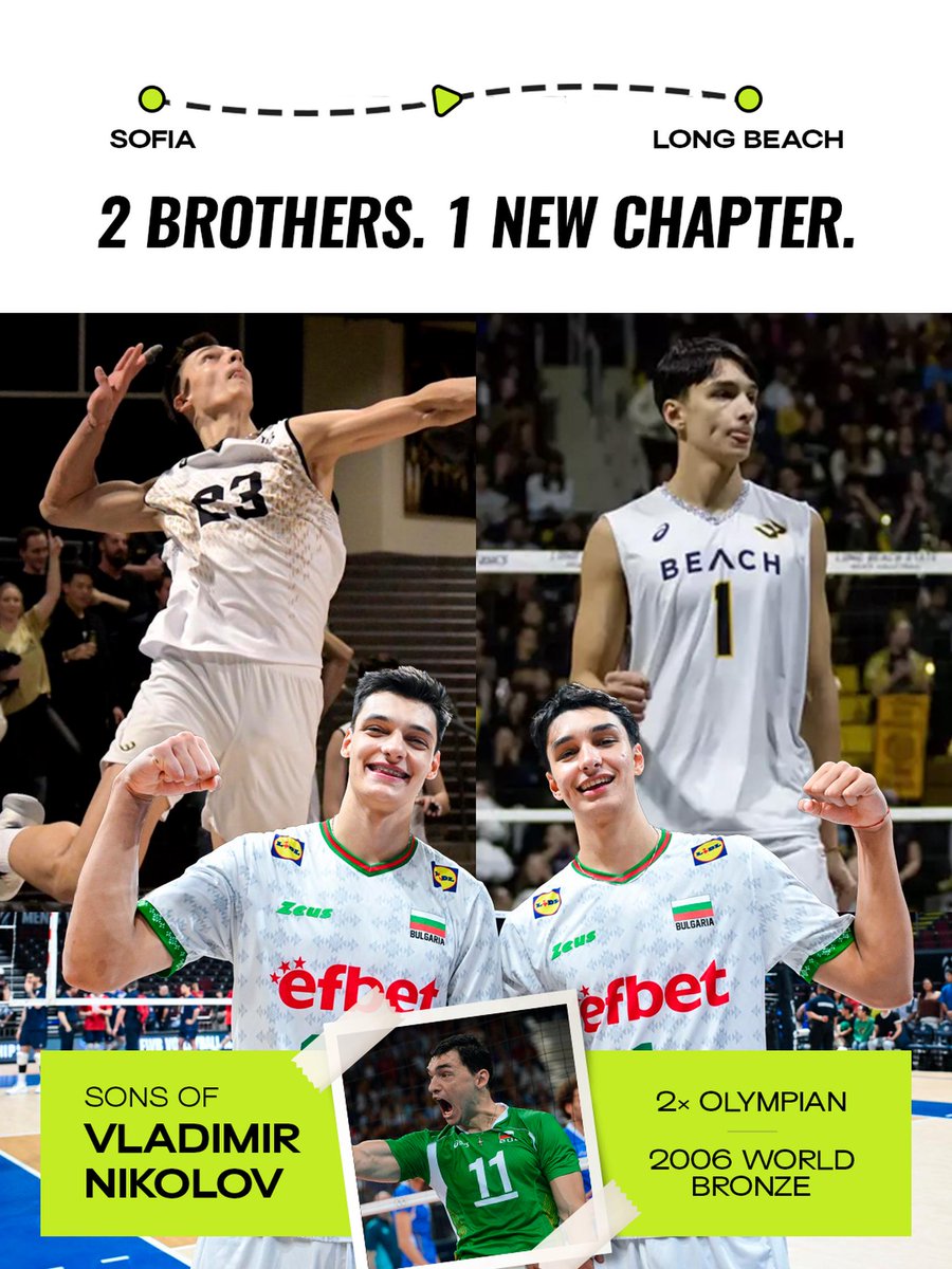 volleyballworld's tweet photo. #VNL2026: BLOOD. LEGACY. VOLLEYBALL. 🇧🇬❤️

From  following in their father's footsteps to writing their own chapter,  Alex and Moni Nikolov are carrying Bulgaria's volleyball tradition into a  new era. 💪

United by the same passion, the same dream, and the same jersey. 

Which Nikolov moment has been your favorite so far? 👀

🏐 #BePartOfTheGame #Volleyball