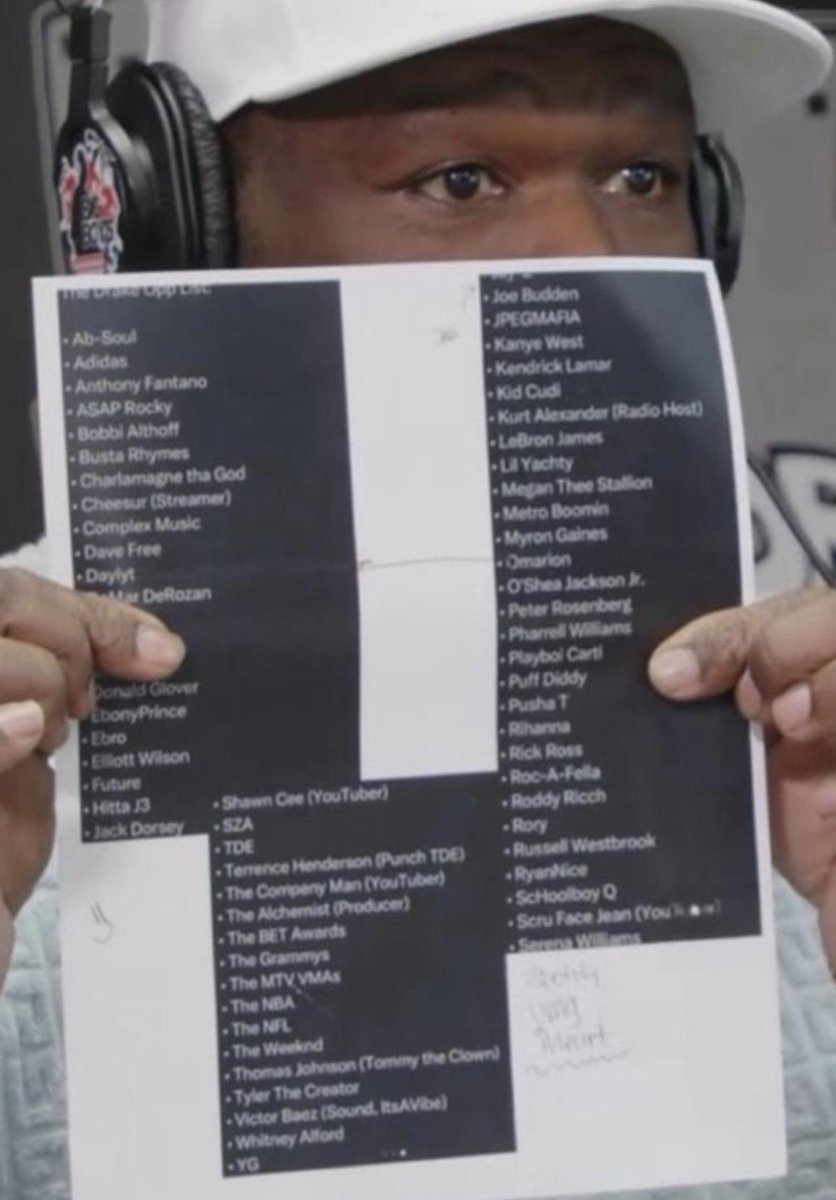 skyyreturns's tweet photo. When 50 shared Drake's opp list 😭😭 https://t.co/iwbhklTVZL