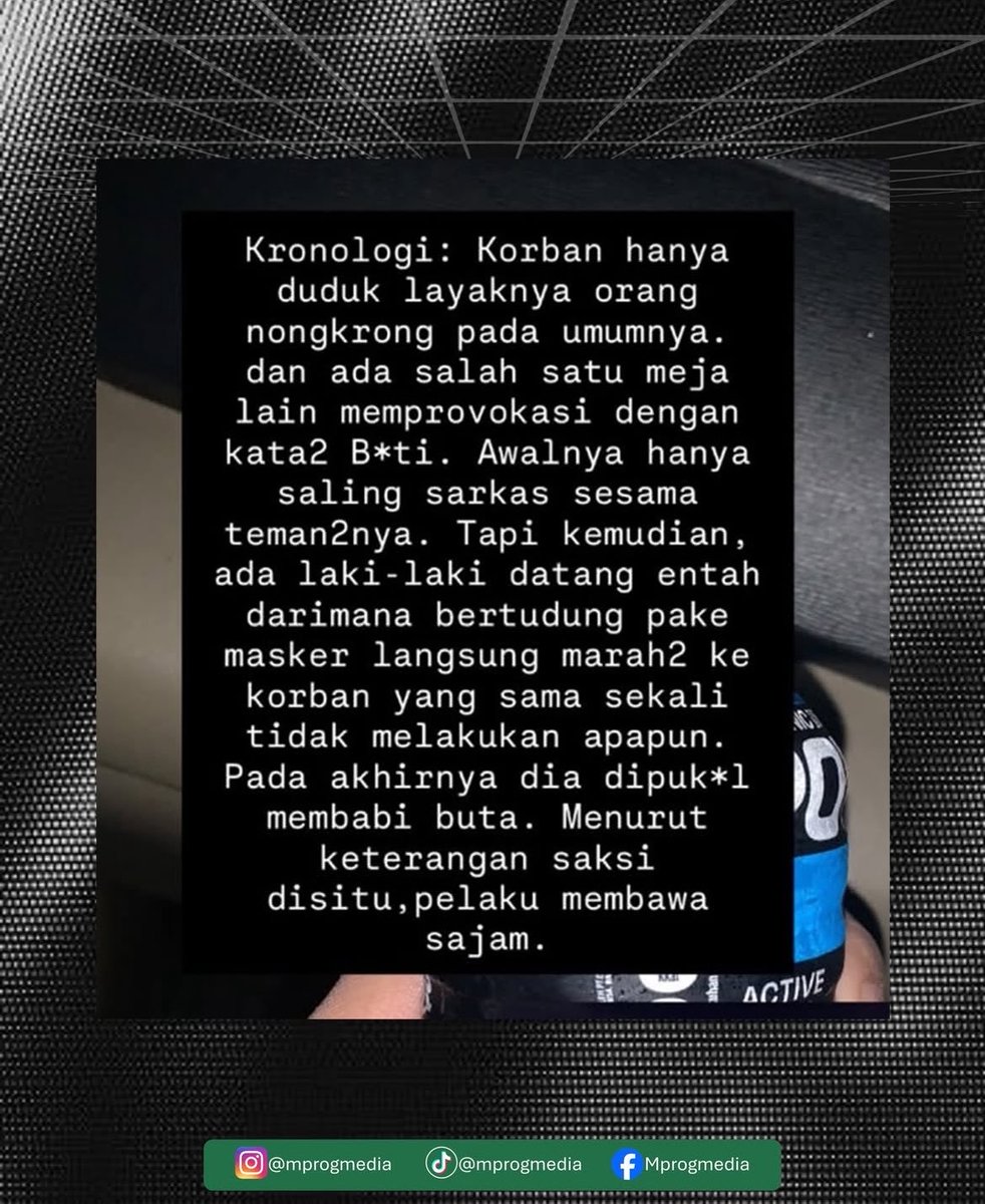 nozelism's tweet photo. ‼️alerta

Ada orang lagi nongkrong malah dipukulin sampe berdarah2 gara-gara ada yg ngomporin.

Ini masalah serius, persekusi kek gini bisa kena ke siapa aja. Kalian yg straight jg bisa kena https://t.co/tsYaavq0kh
