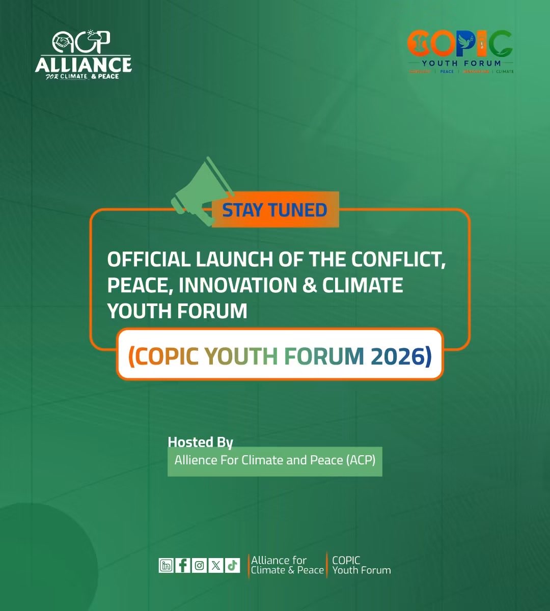 Mramiyaa's tweet photo. If you are interested in the COPIC Youth Forum 2026 and would like to contribute to its overall outcomes, including the COPIC Youth Declaration 2026, please stay connected with the official social media accounts of @Allianc4Climate  and @COPICYouthForum  Follow and engage with our platforms to receive regular updates and stay informed about upcoming activities, discussions, and opportunities.

All important information, announcements, updates, and answers to your questions will be shared through our official platforms. Whatever information you need regarding the COPIC Youth Forum 2026, you will find it there.

Join the movement and be part of shaping the future of youth, peace, innovation, and climate action in Somalia.

Go for the COPIC Youth Forum 2026!

@FAOSomalia @SaveChildrenSO @WFPSomalia @Sadar_Institute @caresom @WVSomalia @MackeyKev @iom_somalia @UN @UNDPSomalia @UNTMIS_ @UNFPA_SOMALIA @UNEP @UKinSomalia @US2SOMALIA