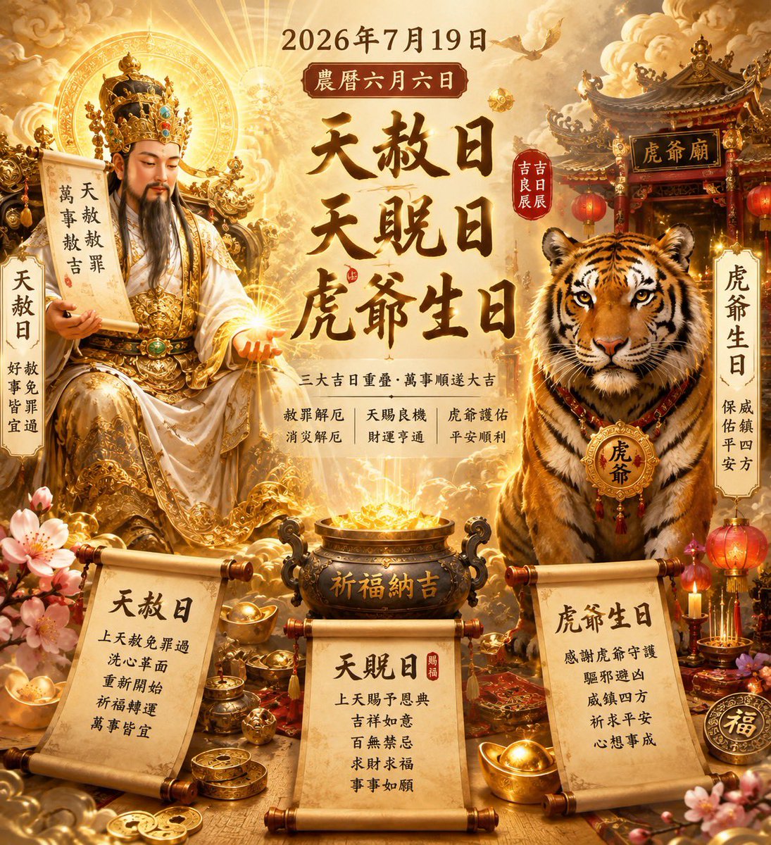 Scottytreks's tweet photo. 蒙受恩護，不平靜過了。就想來拜謝福德正神的加護。

一路風雨，但我們都幸運閃過，順利拜謝，也請到了護符。

沒想到今天我真幸運，碰到了個大福日：

#天赦日 ➕ #天貺日➕ #虎爺生日 https://t.co/tPoK3VyWY3