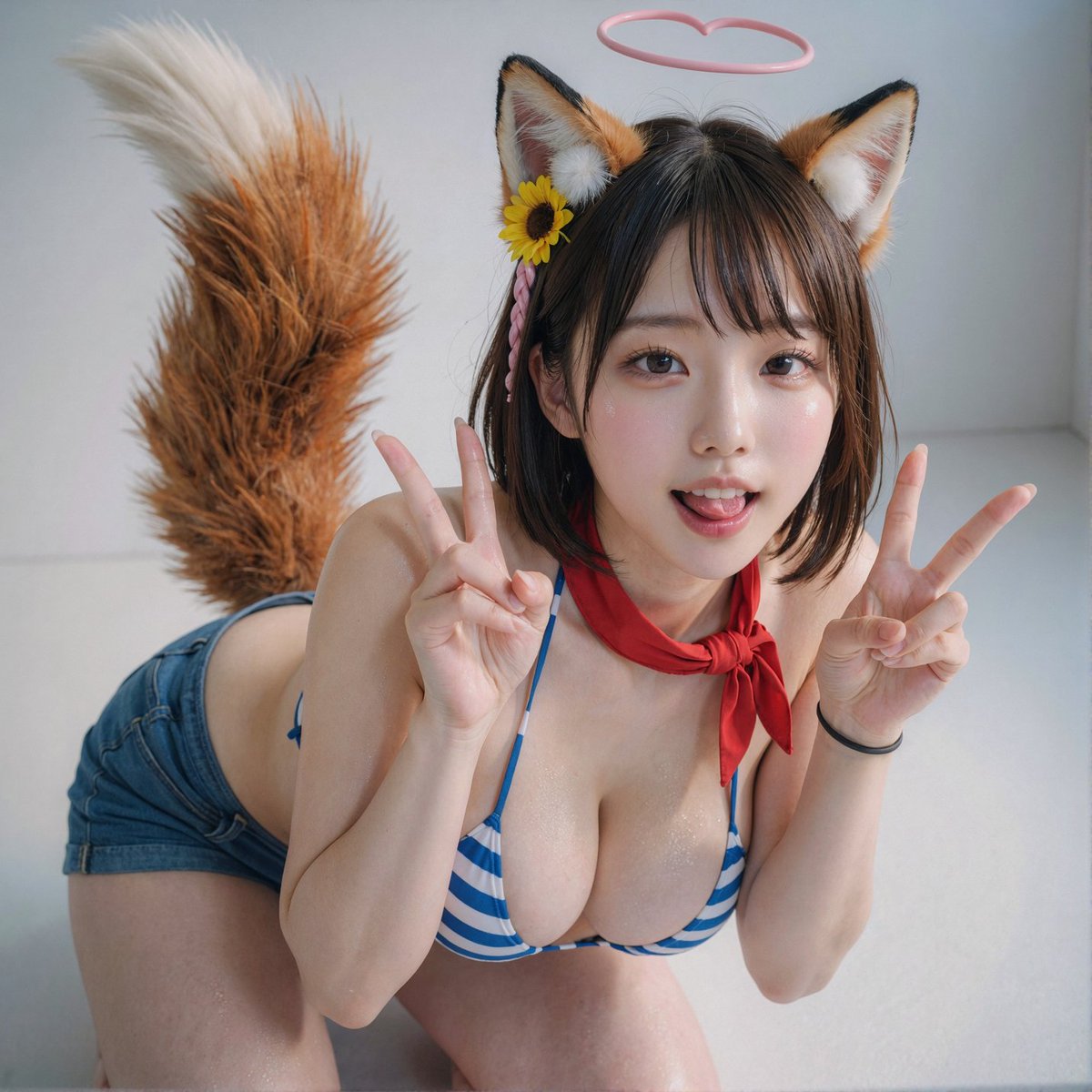 RUI_anotherpage's tweet photo. こんこん〜🦊💕
祝日のお昼は、ちょっぴりいたずら狐になって遊びたくなっちゃう…✨
みんなは何して過ごしてるのかな？♡ お仕事の人も無理しすぎないでね🍀 素敵な午後になりますように🥰
#AIgirl #Foxgirl https://t.co/Erwvqe1BQ1