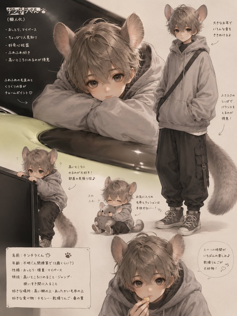 Reoreony's tweet photo. 我が家の子達るる、とと、キキ、ちゅーちゃんをAIに擬人化して貰った🐭
るるはもうちょっとヤンキーぽいイメージ想像してたけれど、みんな可愛い🌱
たんたんAIのお勉強教えてくれてありがとう🐥 https://t.co/wtRu5CX2iS