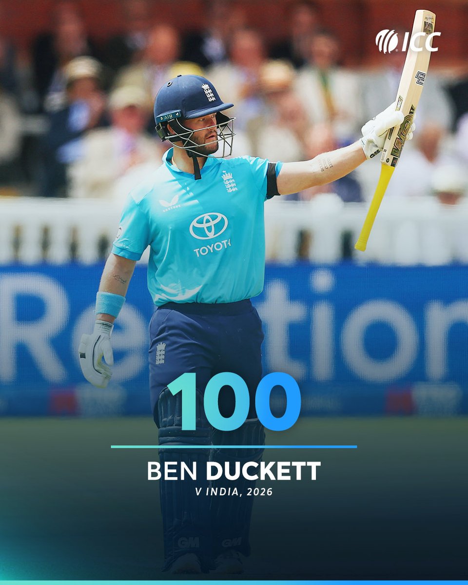 ICC's tweet photo. Ben Duckett brings up a magnificent ton 💯
 
📝: https://t.co/eY31ILqyLW https://t.co/dqnrPDYLJ2