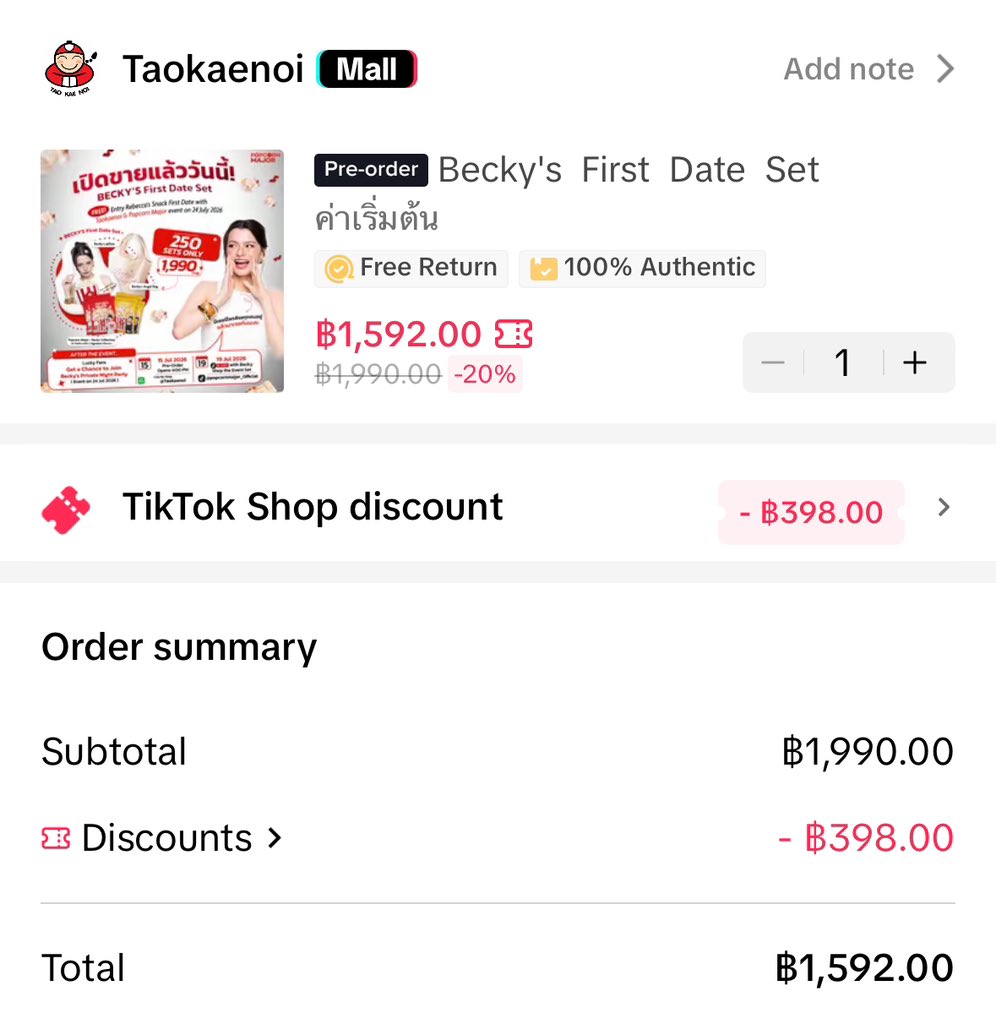 MaeNongB_TH's tweet photo. Special Discount on TikTok live (1,592THB)
https://t.co/akqVYbstx8

@AngelssBecky 
REBECCA X POPCORN MAJOR 
#BeckyxPopsitiveRecipe https://t.co/1EPtx0TaQR