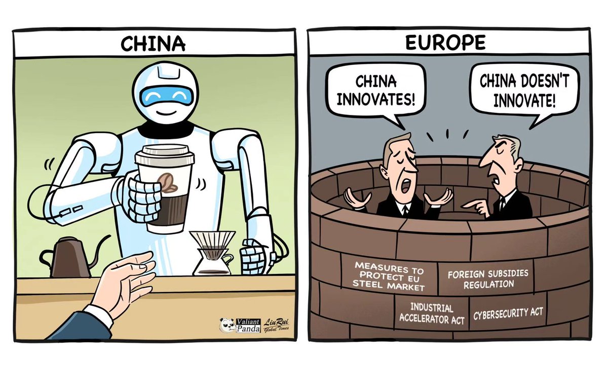 globaltimesnews's tweet photo. #GTCartoon: Frogs' well view of #China's innovation. #EU @_ValiantPanda_ https://t.co/oy1B2p1VS1