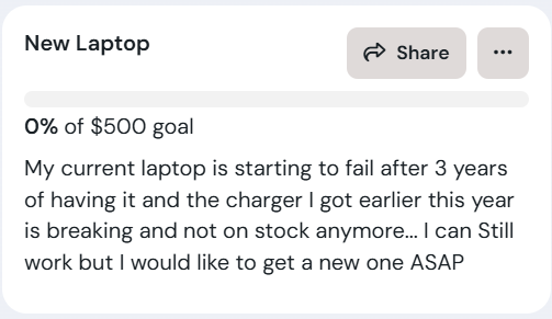 ErusGabu's tweet photo. I made a new goal for my Ko-Fi, mainly due to laptop issues and is easier/cheaper to just, get a new one. I'm hoping I can get it by the end of the year but if you can send some support or c0mm me I'd appreciate it!

Link in reply as always https://t.co/cw27u0NzyN
