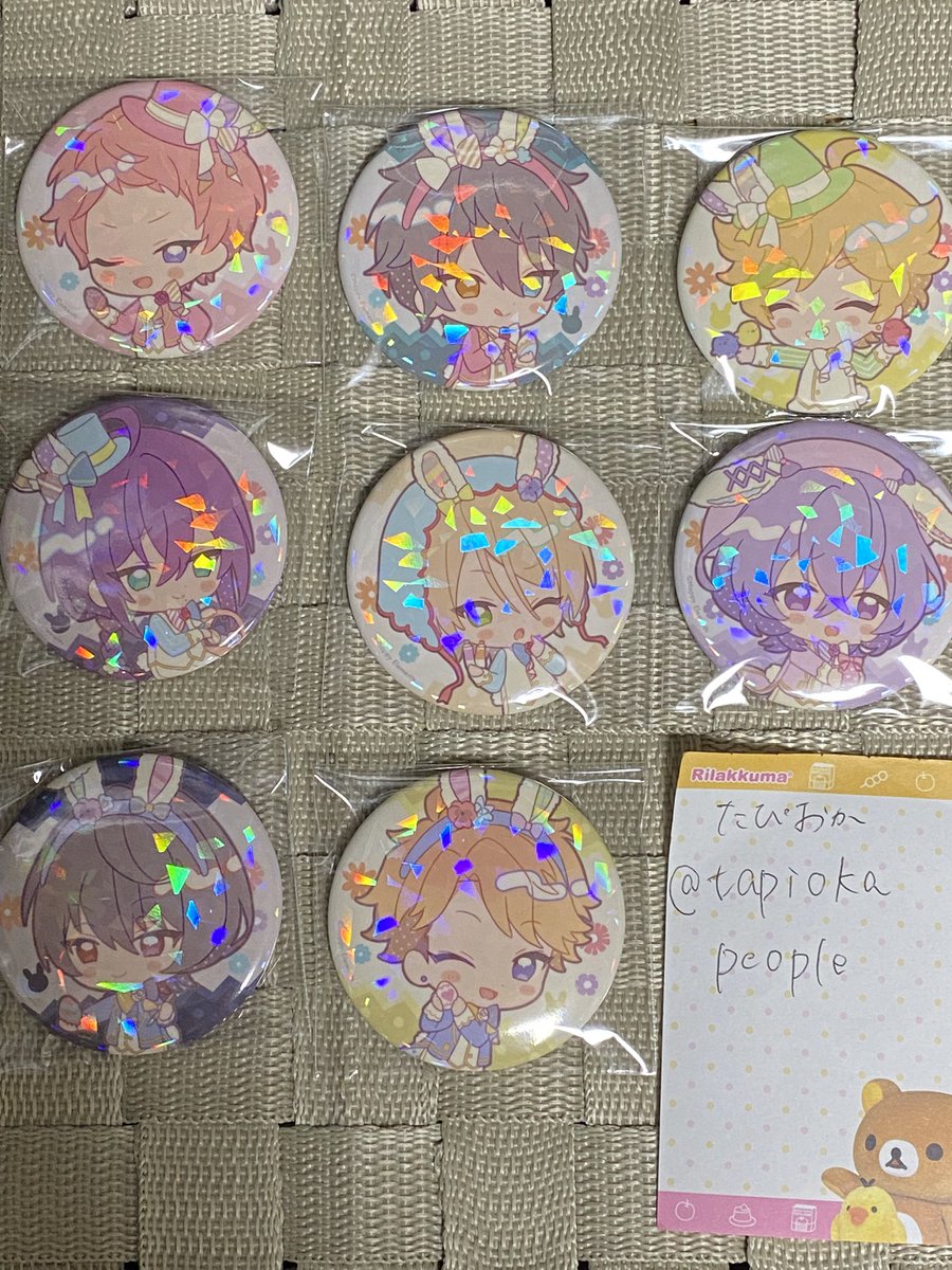 tapiokapeople's tweet photo. 【交換・譲渡】あんスタ　アニカフェ　イースター　缶バッジ　アクスタ　ステッカー

譲:宗,みか,宙,マヨイ,一彩,巽,藍良,ユメ,ライカ,凛月,嵐,夏目,ゆうた

求:チトセ、つむぎ、または定価＋送料

郵送でのお取引きです。
検索からでもお気軽にお声掛けください🌸 https://t.co/zn0ZLoLa0o