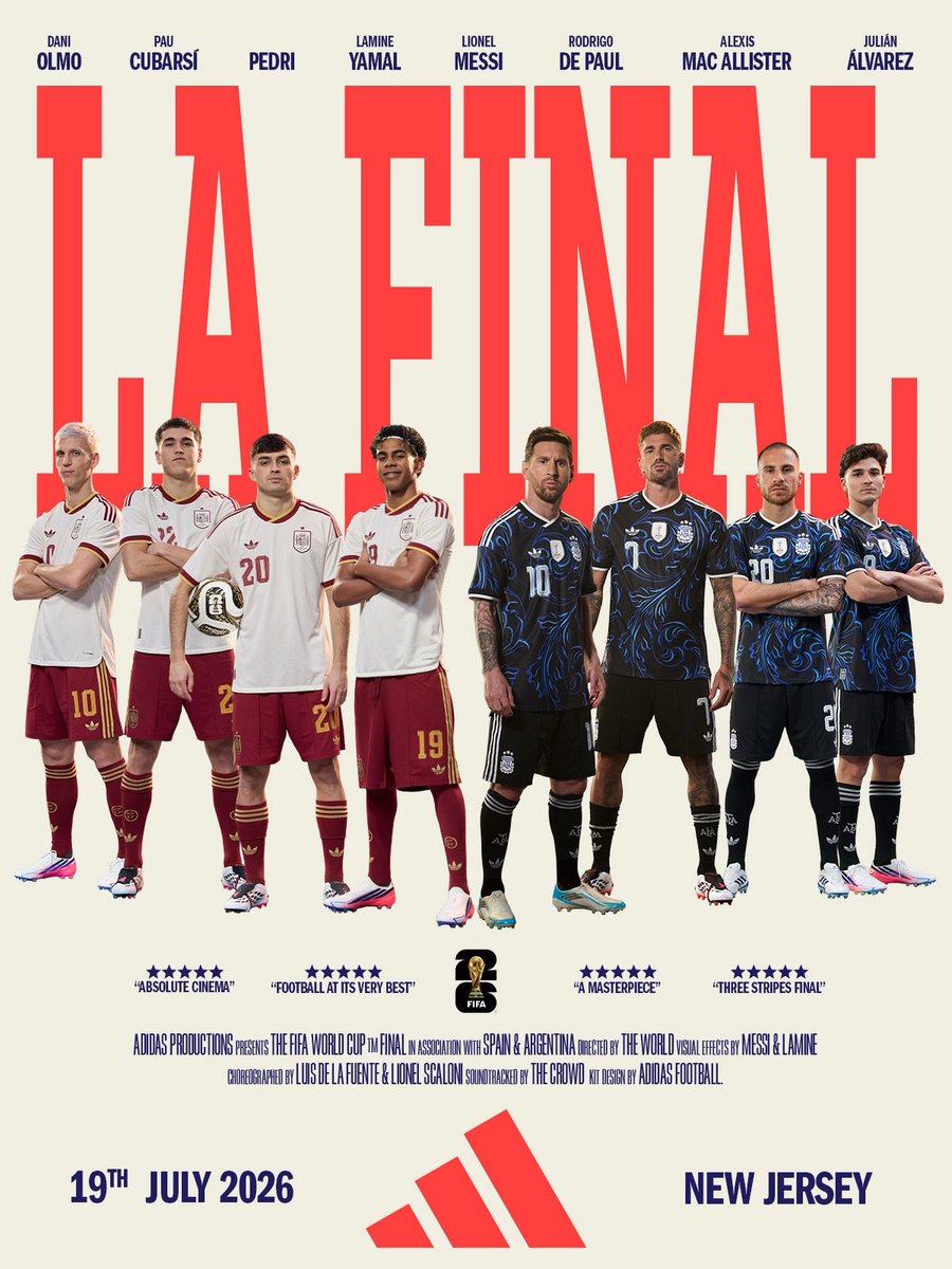 10_Sports's tweet photo. Quando a bola rolar na final da Copa, a adidas já terá vencido uma disputa importante fora de campo. As duas seleções, a arbitragem e a bola da decisão são da empresa alemã. É um exemplo de como o patrocínio esportivo vai muito além da exposição de um logotipo. https://t.co/mvCzy02YxD