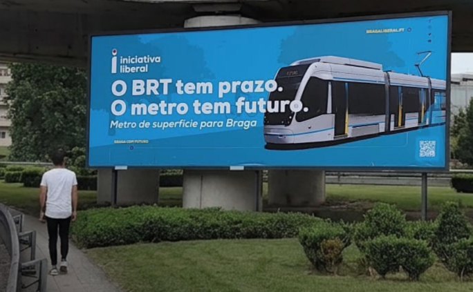 goncalo_nspinto's tweet photo. Um cartaz:

- sem a cara de alguém do partido 🥸❌
- com uma solução para um problema ✅
- com mensagem satírica 🪧
- que não põe as pessoas a comer gelados com a testa 🍦

Obrigado, @BragaLiberal 👏 https://t.co/EDBCmeb3SW