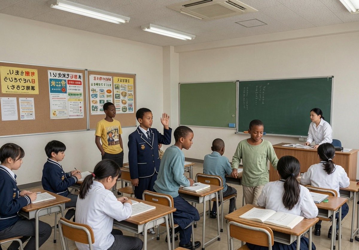 hotahotasa45082's tweet photo. 東京の公立小学校

新入生の2割は外国人。日本語もできず、授業中に席についていることもできない

先生が叱れば、外国人の親が「子供がトラウマになった」と怒鳴り込んでくる

これは完全な教育崩壊です

秩序がない。外国人と共生する小学校
日本はもうすでに詰んでるんじゃないの？

※AI生成画像 https://t.co/094aDqYflw