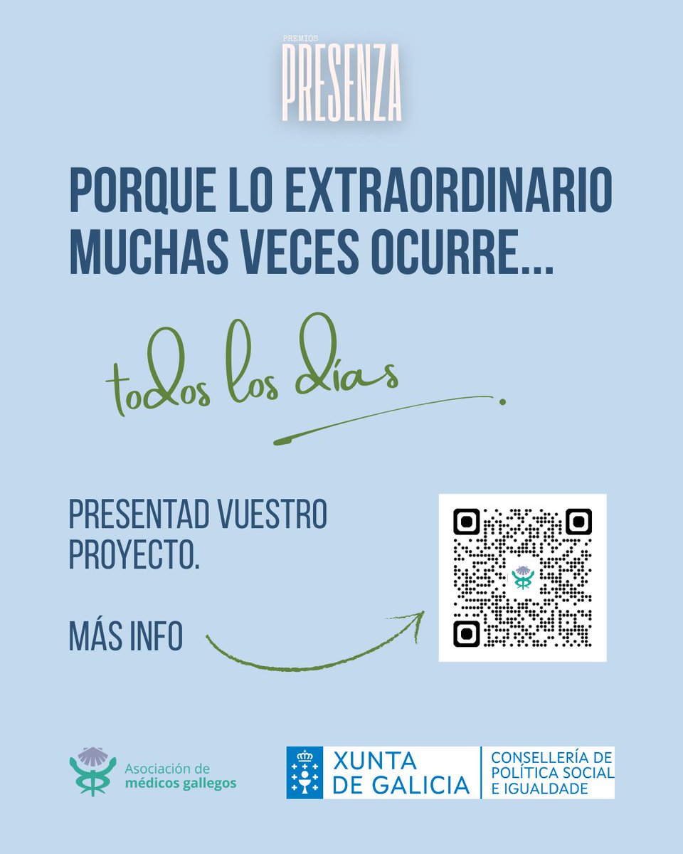 Asomega's tweet photo. Ciencia y alma en la atención a mayores. ❤️

Los Premios Presenza de @Asomega y la Consellería de Política Social e Igualdade de la @Xunta reconocen la excelencia médica de proyectos transformadores en centros residenciales.

🏆 5.000 € ⏳ 15 de octubre

https://t.co/75cmyHhOcq https://t.co/Kx0timXaAQ
