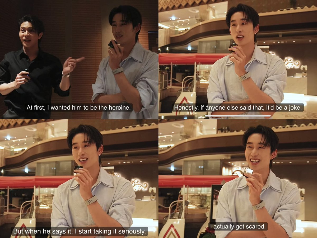 valcrazyforWE's tweet photo. Can we talked about William really being serious about Est in his mv? 
like Est said “if anyone else said that, I’d be a joke but when he said it is started to taking it seriously” 😭
the “I actually got scared” is so real because William does not joke around about his P’Est, even when they are in two series together he wants Est to be still part of every single thing in his journey, even in his music career not just by hearing and constantly asking for his opinion but also being his MV heroine.