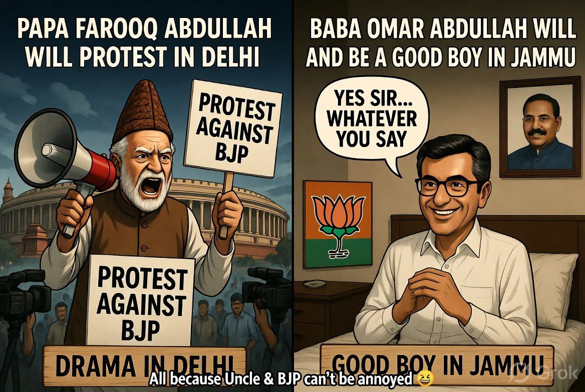 imrankehwah's tweet photo. Papa will protest in Delhi.
Baba will do “Tika diplomacy” in Jammu. 🤭

Family package:
    📍Delhi - Protest
    📍Jammu - Obedience 😜 https://t.co/tdmILoOXi7