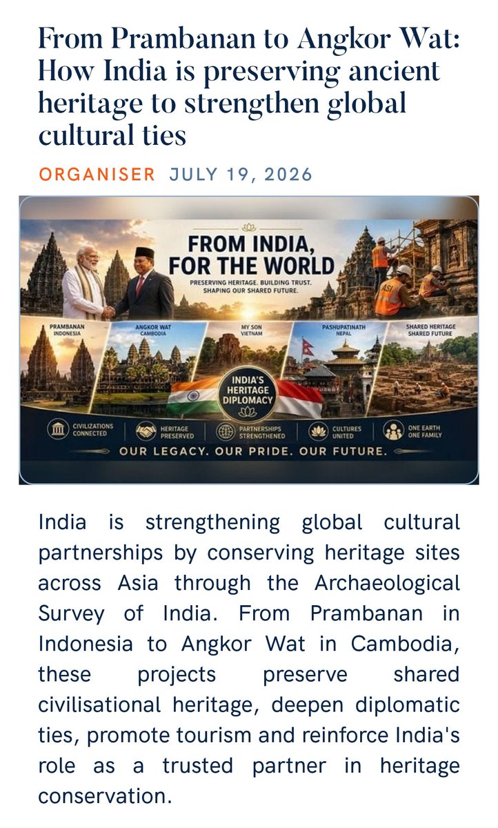 RakwalRagini's tweet photo. From Prambanan to Angkor Wat: How India is preserving ancient heritage to strengthen global cultural ties
https://t.co/RutQYFSZC6

via NaMo App https://t.co/xtycGo17nF