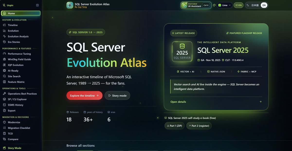 yangjiayi82's tweet photo. It consolidates information on the evolution of SQL Server, AI capabilities, performance, WinDbg, operational best practices, TCO calculations for migration from IaaS to PaaS, and the evolution of SSMS, all in one place. It runs on Fabric Apps.

https://t.co/J7dn3jzXHM

#SQLServer
#Era