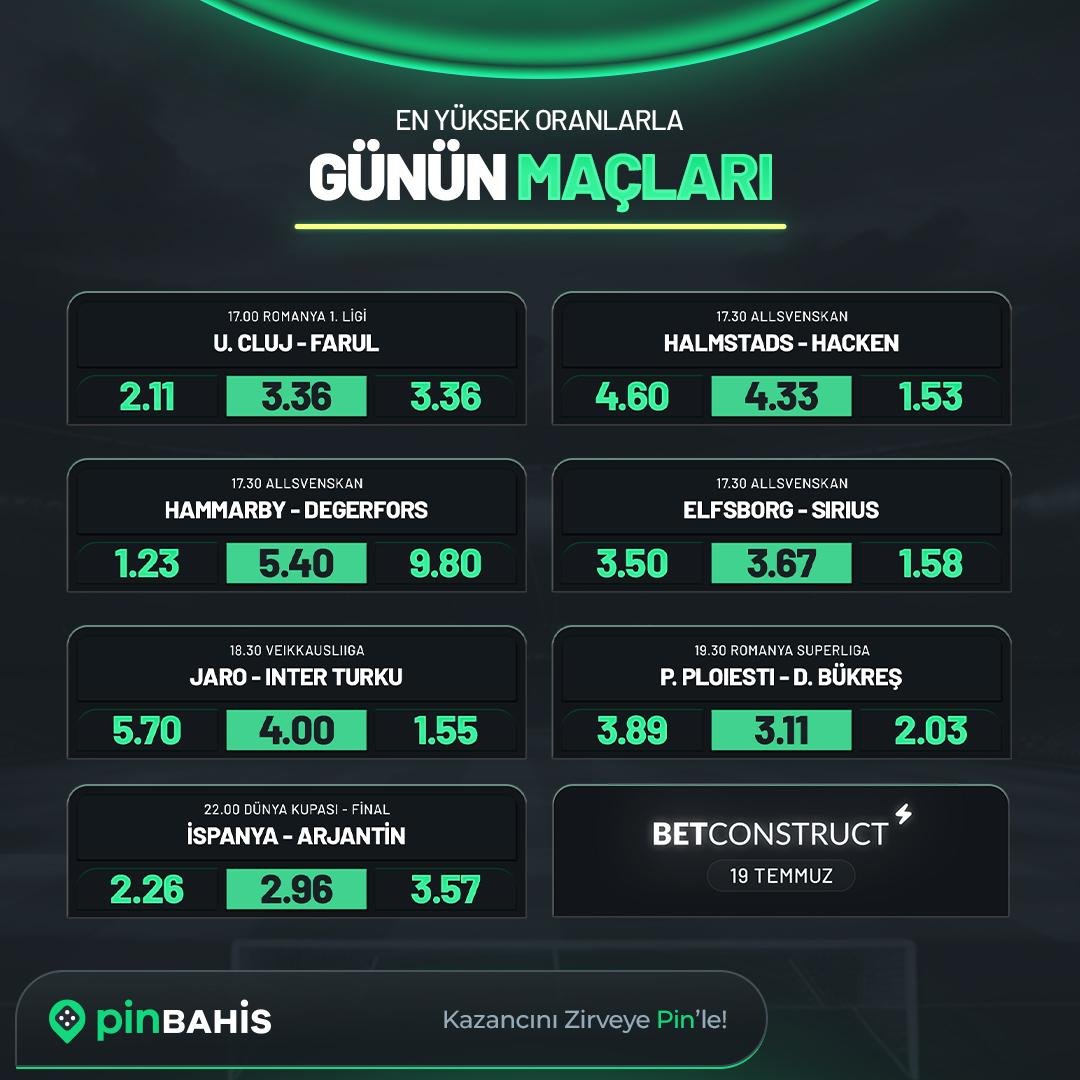 pinofficials's tweet photo. 📈  BU AKŞAM DA PİNBAHİS'İN ORANLARI ZİRVEDE!

💸 En yüksek oranlarla büyük kazanç fırsatlarını yakalamak için hemen bahsini yap! https://t.co/S9luStgsZv

🗓 19.07.2026

✅ Havale yöntemiyle yatırımlarda alt limit şimdi 500 TL https://t.co/T5AtZMZcAy