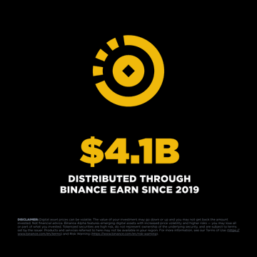 JonnaTeli's tweet photo. Where balances go to work

Earn turns idle assets into earning opportunities while maintaining instant liquidity.

$4.1B distributed through Binance Earn since 2019 https://t.co/6REhdJkxZw