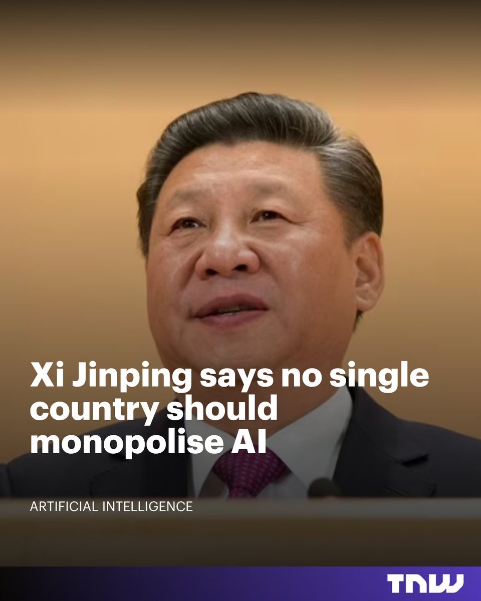 thenextweb's tweet photo. Xi Jinping called for global cooperation on AI at the World AI Conference in Shanghai. He argued that no single country should monopolise the technology. He also pushed for broader international coordination on how AI is governed. https://t.co/Q4fGk19jbm https://t.co/V4bQZqWJkh