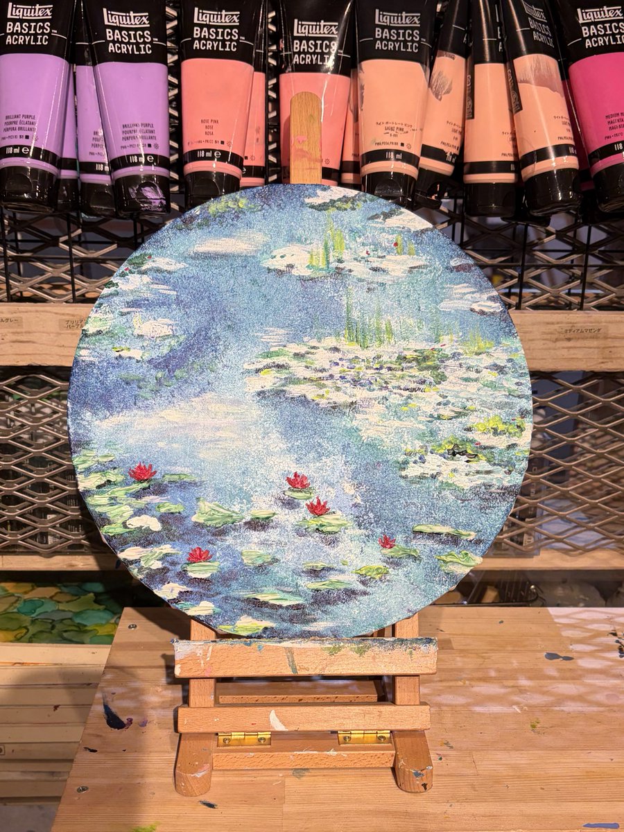 モネの睡蓮をモチーフに絵を描こうというワークショップに参加しました
