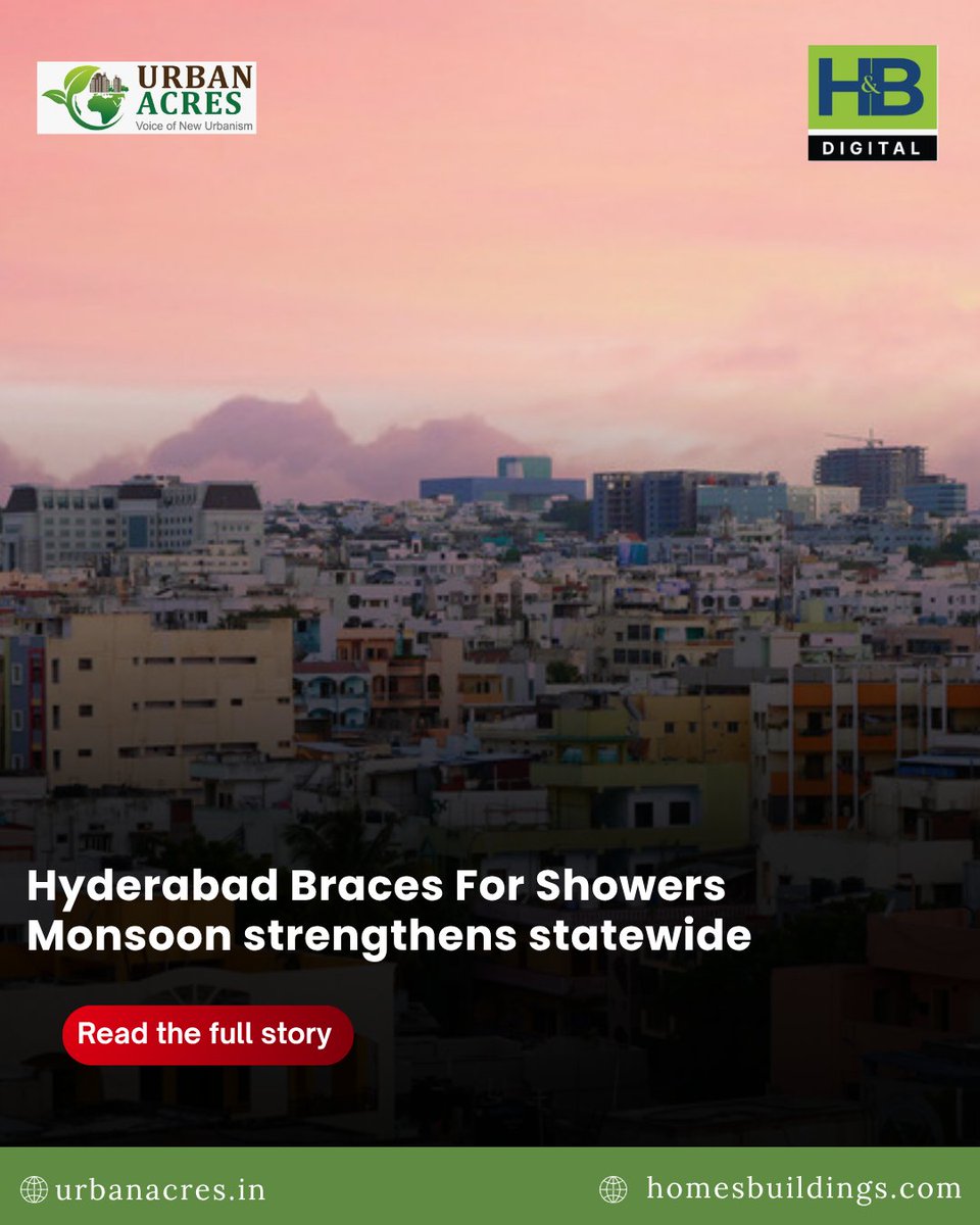 TheUrbanAcres's tweet photo. Strengthening monsoon activity may bring evening showers to Hyderabad while heavier rainfall is expected across northern and eastern Telangana
Read More:https://t.co/nT7x1sqhGW
@Indiametdept
@TelanganaCMO
@GHMCOnline
@HMDA_Gov
@MoHUA_India
@mygovindia
@PIB_India
#Hyderabad #Weather #Monsoon #Rain #Telangana #Climate #Forecast #UrbanResilience #Infrastructure #Environment #Safety #Travel