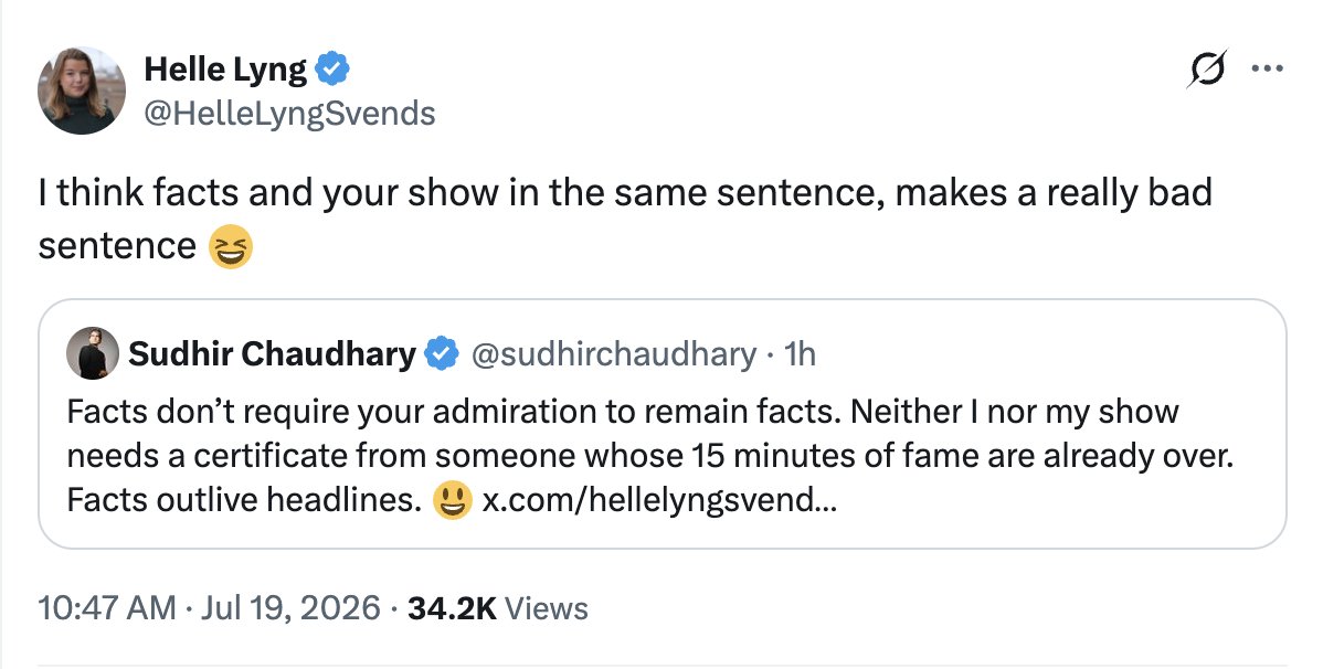 thirdmug's tweet photo. Got blocked by Aditya Kaul, so now after Sudhir Chaudhary. She has reduced herself to being a troll. https://t.co/zBWvr7hW4l