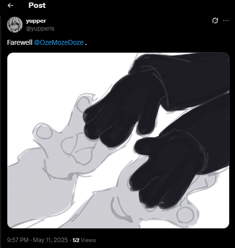 DozerPow's tweet photo. Don't lock your tweets just because you are unable to gripe with the fact you did something wrong. You posted art of me publicly over a year after our breakup, then complain that it is a public situation. Mind you this is the second time you've done this. You know better! https://t.co/Xc4LTkFCQb