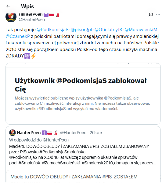 HanterPoen's tweet photo. @DuchPrawdy @Glenn_Jorgensen 3.Glen Jorgensen został wyrzucony z Podkomisji Smoleńskiej przez Macierewicza i kanalię #AndrzejDuda,który usilnie bronił tuska przed procesem i stryczkiem jak i Duda zaakceptował #PUCZ-ZAMACH STANU,czym sam złamał konstytucję.A Podkomisja mnie tu zban. za domaganie procesu sąd.4 https://t.co/dK7Dj0dhHX