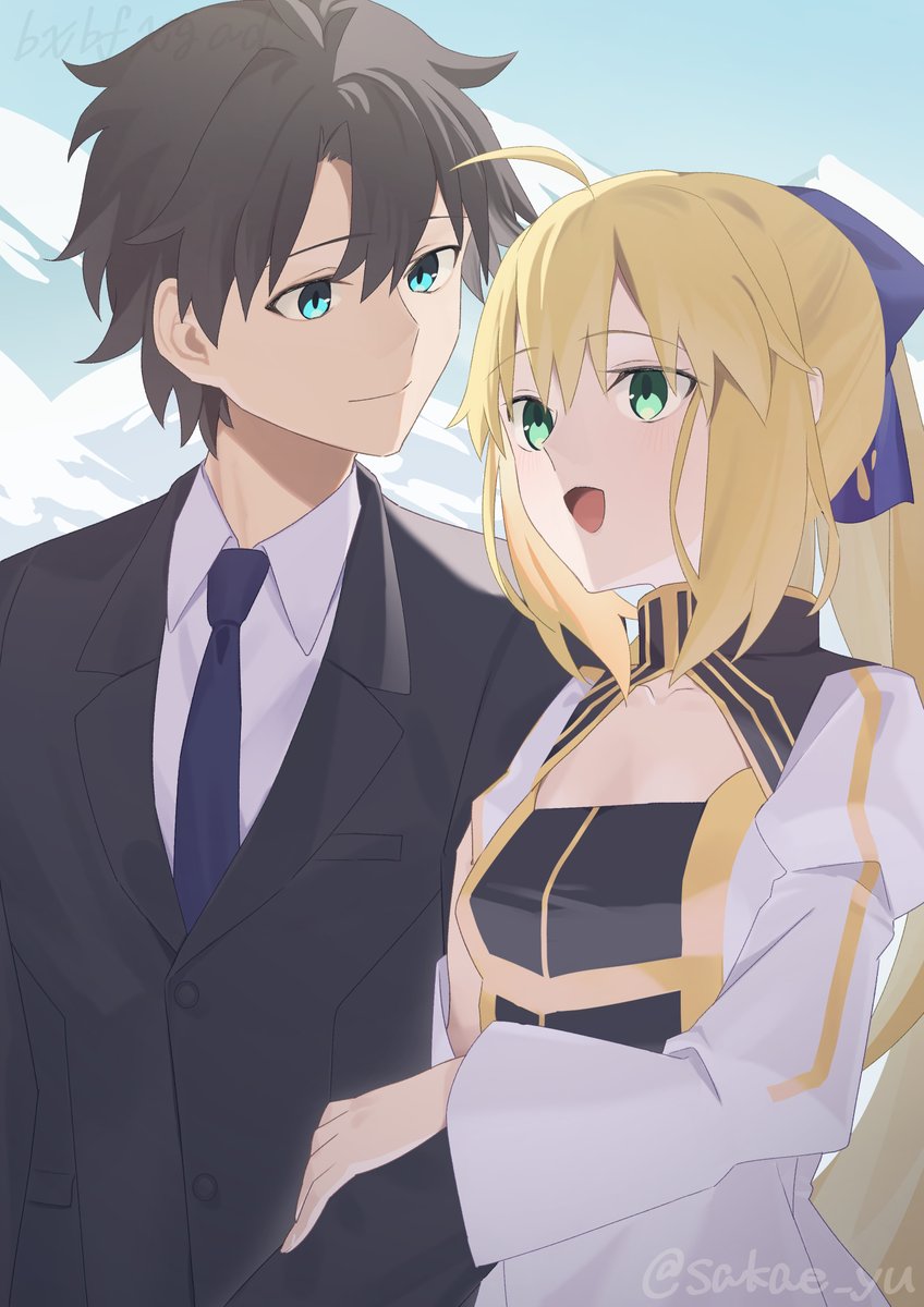 sakae_yu's tweet photo. Skebで寄り添うアルトリア・アヴァロンと藤丸立香を描かせていただきました
リクエストありがとうございました！ https://t.co/xCpFSKNv6P