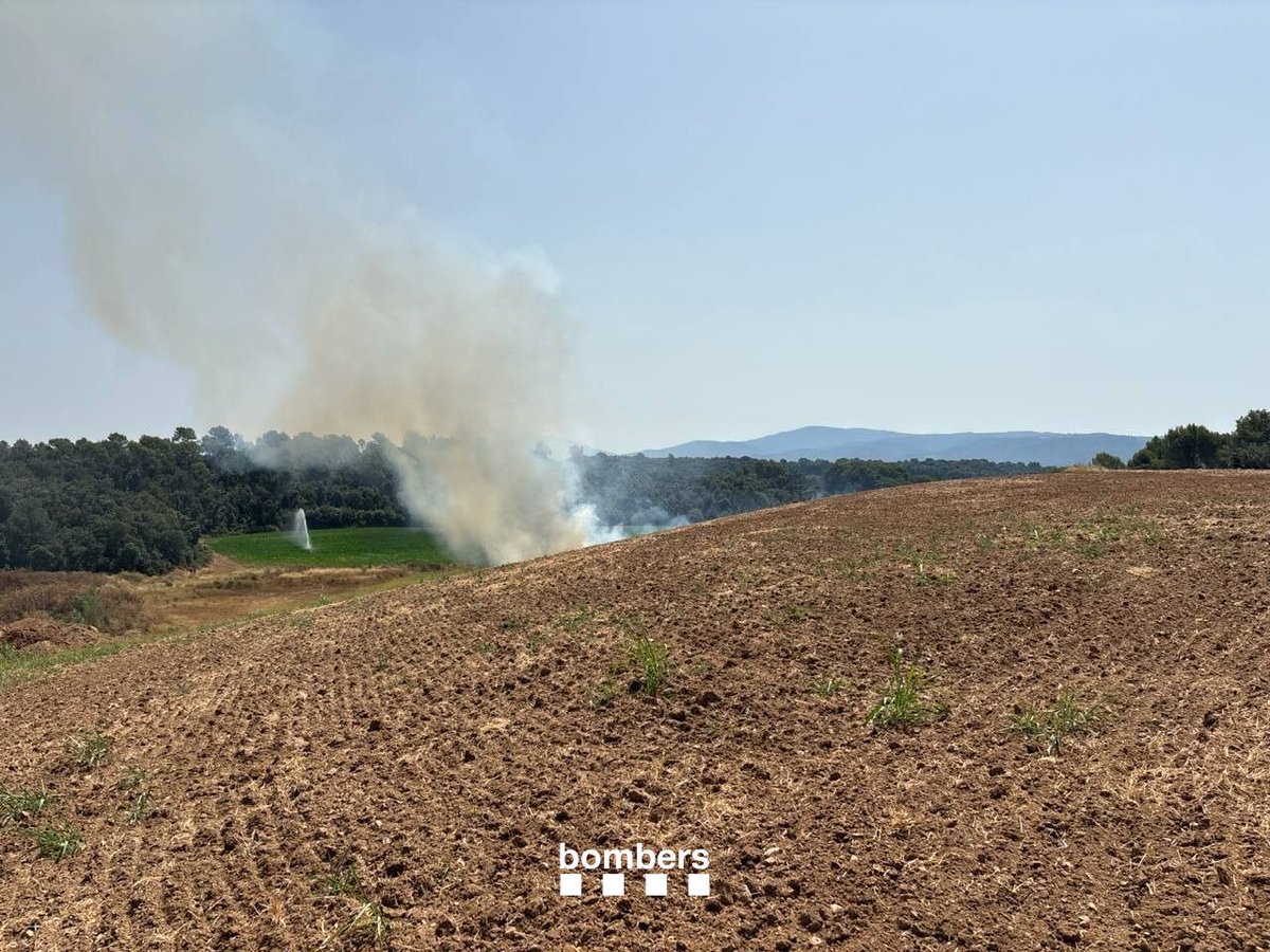 bomberscat's tweet photo. #bomberscat acudim amb 5 dotacions a l'avís (11:46h) d'una columna de fum a una zona de rostolls a Cardedeu (Can Canyes). L'incendi no hauria arribat a massa forestal. https://t.co/HG4KtyNfPf