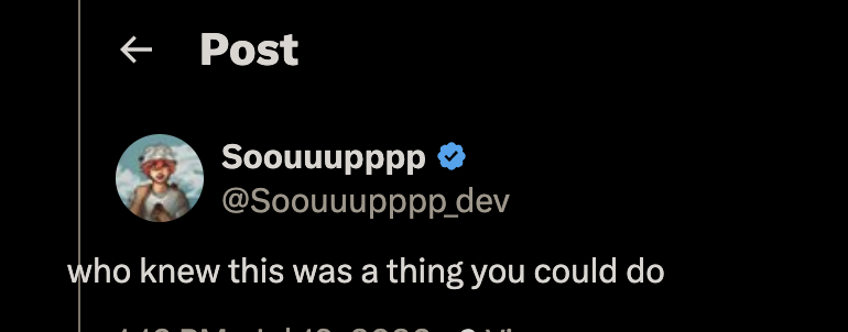 Soouuupppp_dev's tweet photo. ah thought i did smth there, its a browser ony thingy, mobile just treats it like whitespace https://t.co/IFq7psu2p1