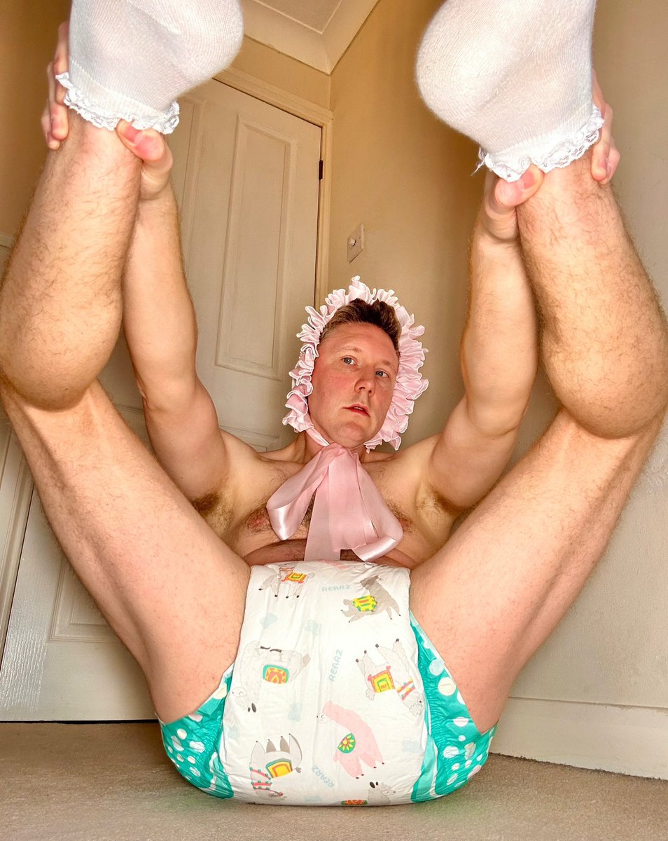 DiaperLosersEx's tweet photo. Wow 😂 Look at this diaper disaster! 

This dumb baby has been stripped of all dignity and manhood. Legs up like a cheap whore with that pathetic bonnet strapped to his sweaty little head.

Let’s make him famous! https://t.co/pLcN5uMBkW