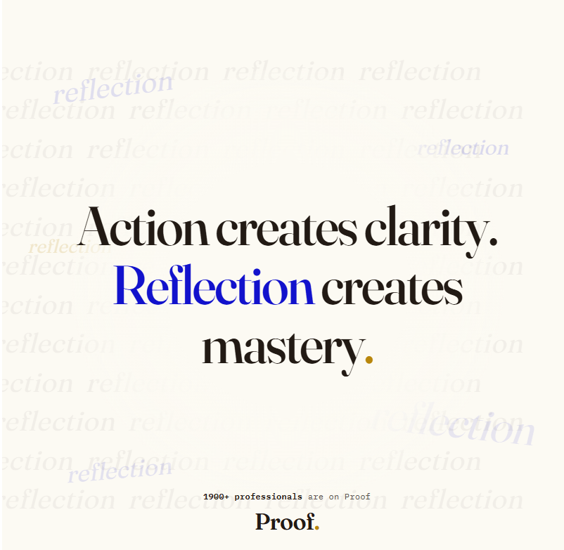 proofzme's tweet photo. Action gets you started. Reflection keeps you growing.
Join proof today: https://t.co/0Ayr13pdt5 https://t.co/A6ADt9uNJC