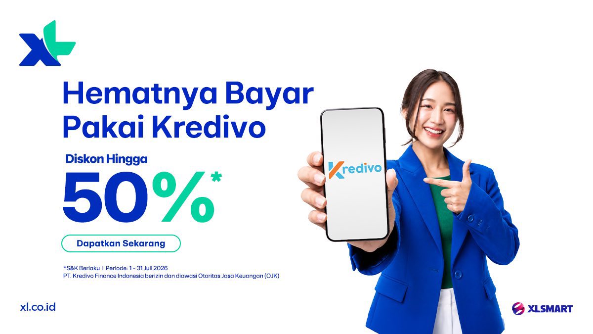 myXLCare's tweet photo. Paket internet tetap jalan, bayarnya jadi lebih ringan. Gunakan Kredivo dan dapatkan diskon hingga 50% ✨

Yuk, manfaatkan promonya sekarang.  Aktifkan langsung : https://t.co/EgiiHqpdAJ https://t.co/KE1pXYk6gh