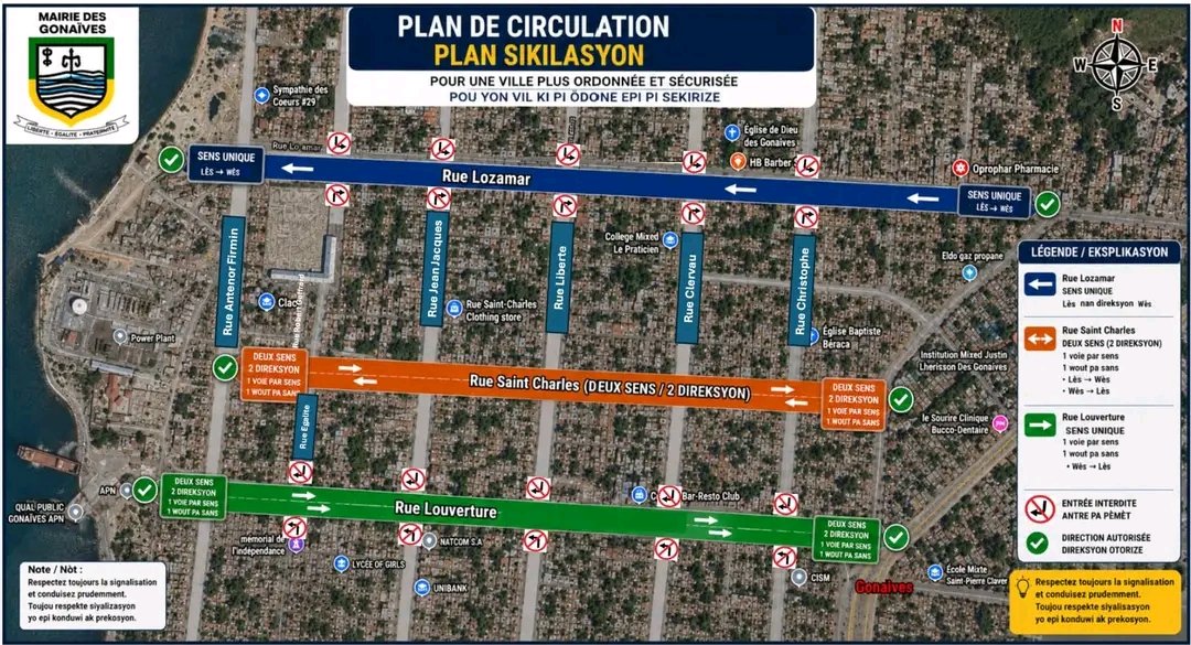LaColombeNews7's tweet photo. Gonaïves : Modernisation des espaces publics. À la tête de la municipalité des Gonaïves, Gina Jeanty poursuit avec détermination sa vision de modernisation et de revalorisation du cadre urbain de la Cité de l’Indépendance. Sous son impulsion, la nouvelle équipe du Cartel municipal vient de franchir une étape majeure avec l’achèvement des travaux d’aménagement réalisés aux abords de la Mairie, de la Cathédrale et de la Place d’Armes. Ces réalisations traduisent une volonté claire de repenser les espaces publics, de mettre en valeur le patrimoine urbain et d’offrir aux citoyens comme aux visiteurs un environnement plus agréable, plus sécuritaire. Cette démarche s’inscrit dans une stratégie globale visant à embellir les Gonaïves. Par ailleurs, Gina Jeanty a annoncé, vendredi 24 juillet, l’adoption de nouvelles mesures visant à fluidifier la circulation au centre-ville. Ainsi, les rues Lozamart et Toussaint Louverture seront désormais à sens unique afin de réduire les risques d’embouteillage et d’améliorer la mobilité urbaine.#LCN